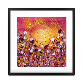 Floral Sunset Warmth Square Framed Art Print Floral Sunset Warmth Square Framed Art Print wall art product Emma LC Art