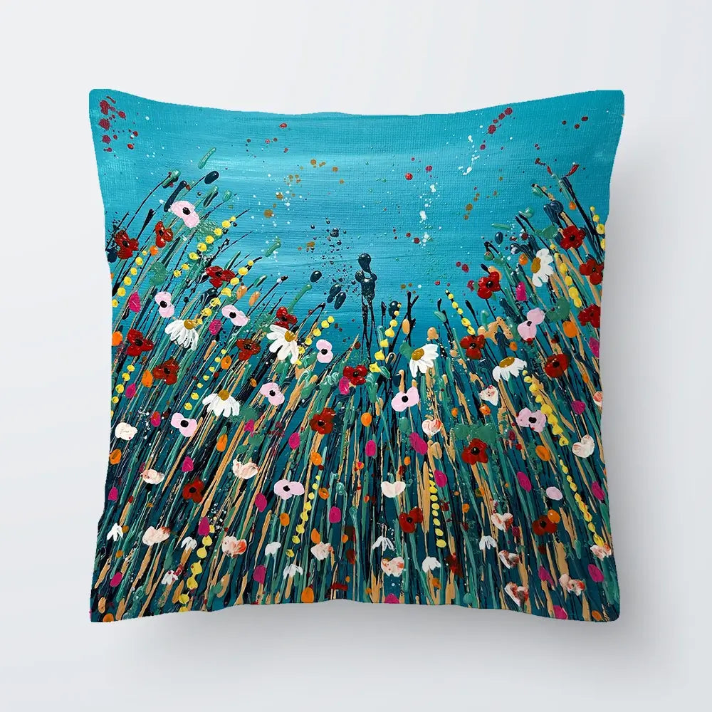 Floral Teal Cushion Floral Teal Cushion wall art product Emma LC Art