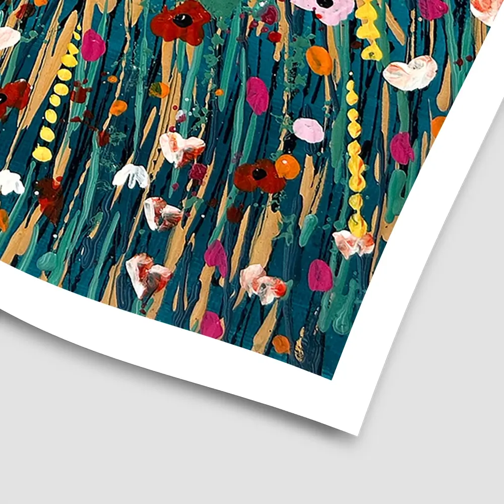 Floral Teal Square Art Print Floral Teal Square Art Print wall art product Emma LC Art