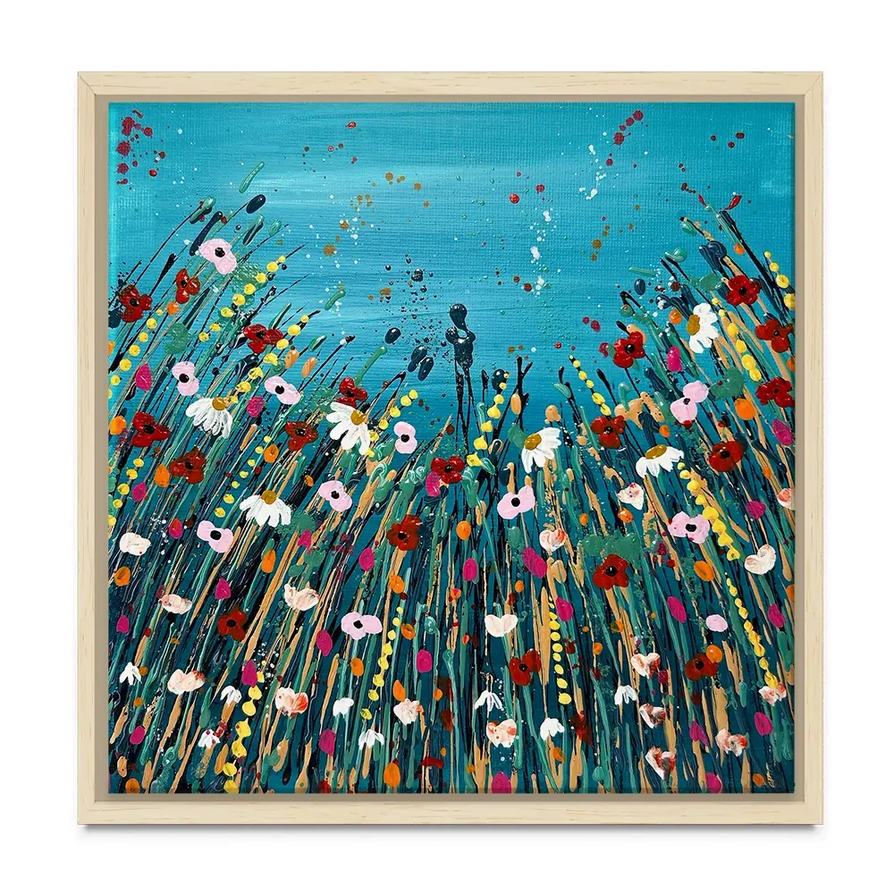 Floral Teal Square Canvas Print Floral Teal Square Canvas Print wall art product Emma LC Art