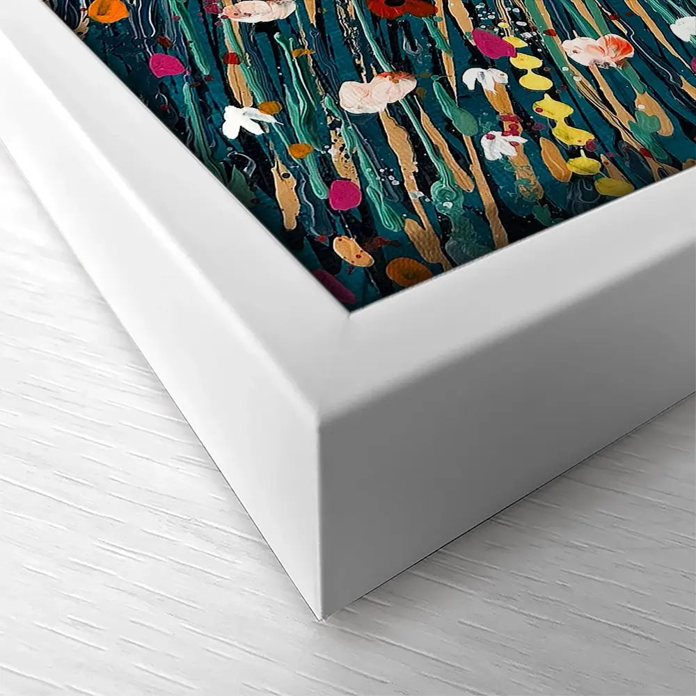 Floral Teal Square Canvas Print Floral Teal Square Canvas Print wall art product Emma LC Art