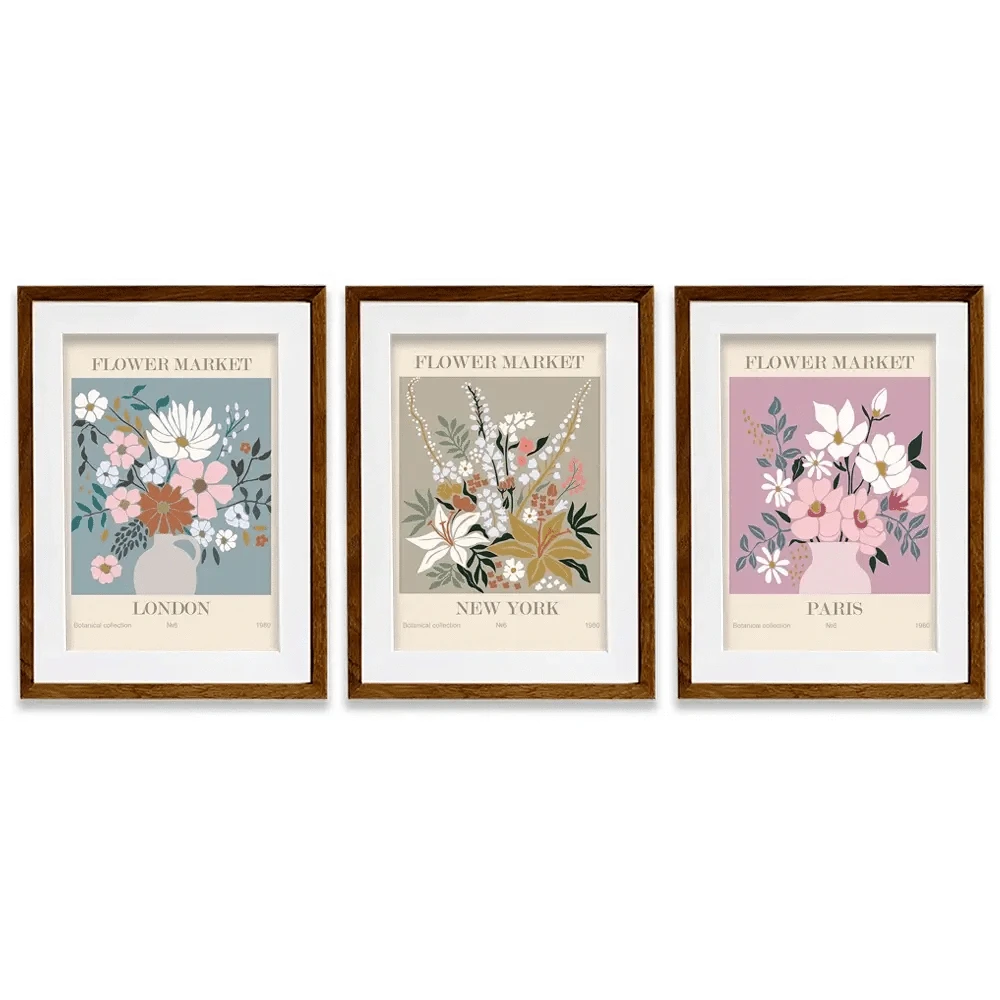 Flower Market Framed Art Print Trio Flower Market Framed Art Print Trio wall art product Lana Brow / Shutterstock