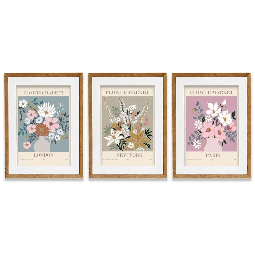 Flower Market Framed Art Print Trio Flower Market Framed Art Print Trio wall art product Lana Brow / Shutterstock
