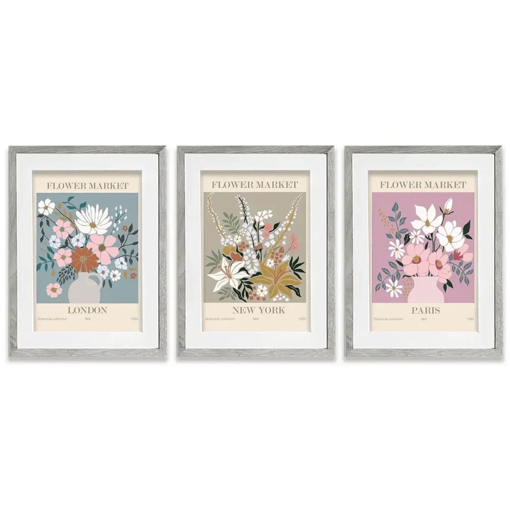 Flower Market Framed Art Print Trio Flower Market Framed Art Print Trio wall art product Lana Brow / Shutterstock