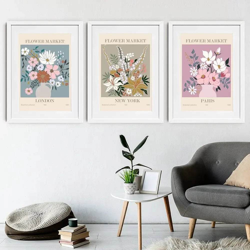 Flower Market Framed Art Print Trio Flower Market Framed Art Print Trio wall art product Lana Brow / Shutterstock