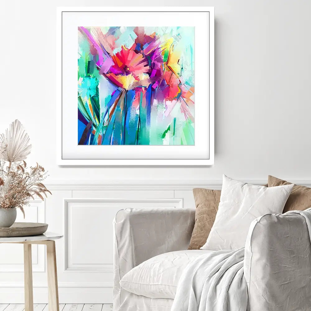 Flower Power Square Framed Art Print Flower Power Square Framed Art Print wall art product Art Print Shop