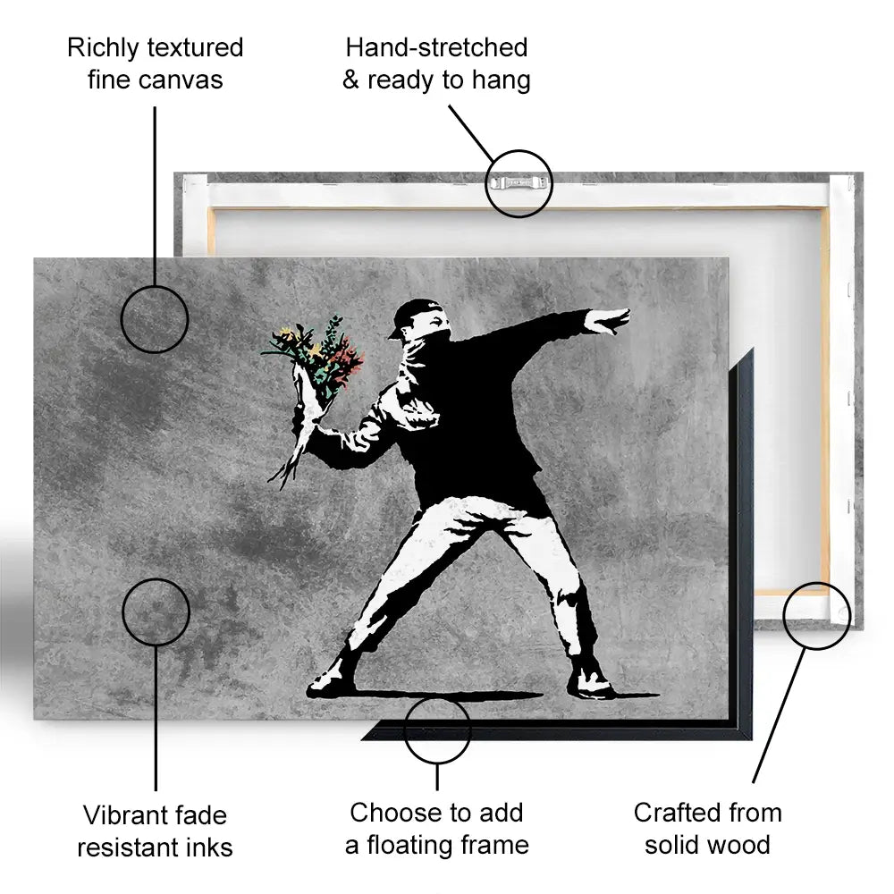 Flower Thrower Canvas Print Flower Thrower Canvas Print wall art product Banksy