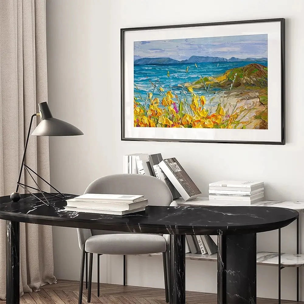 Flowers Beside The Sea Framed Art Print Flowers Beside The Sea Framed Art Print wall art product Olga Tkachyk