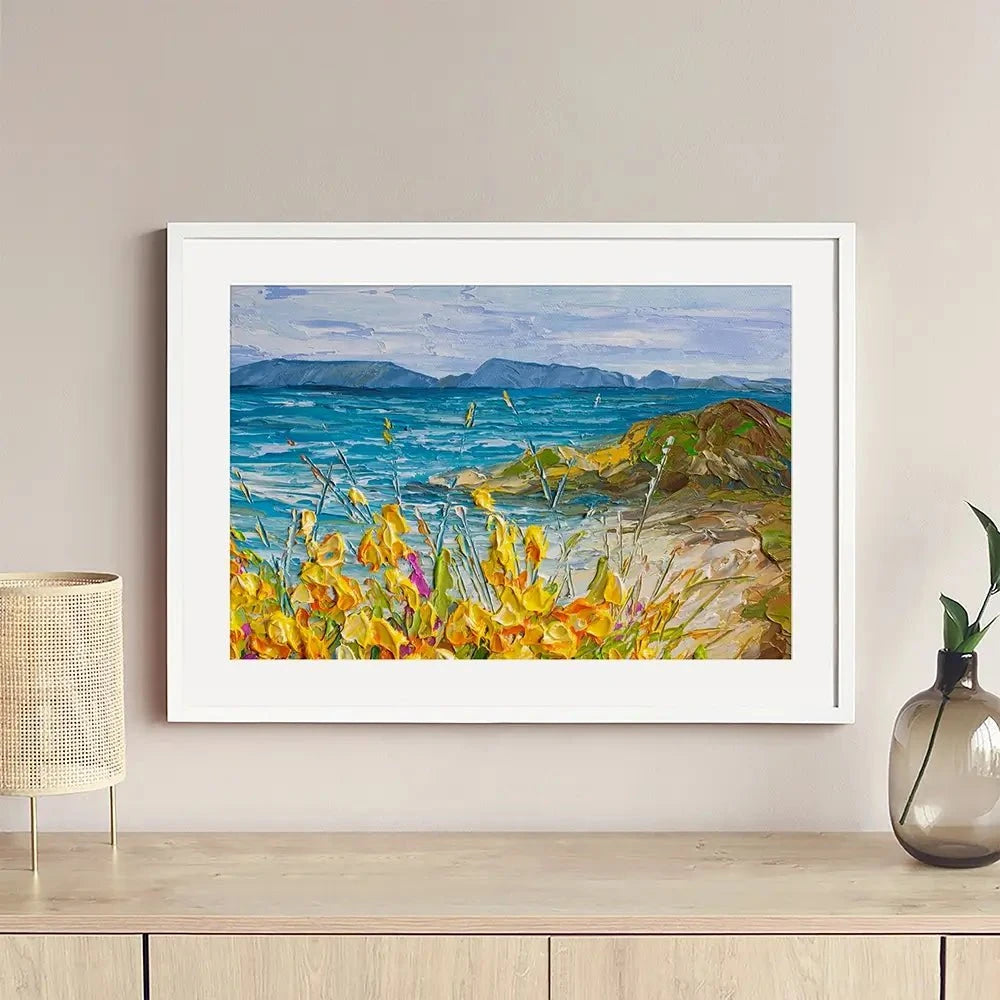 Flowers Beside The Sea Framed Art Print Flowers Beside The Sea Framed Art Print wall art product Olga Tkachyk