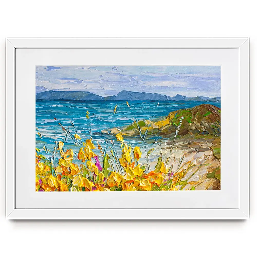 Flowers Beside The Sea Framed Art Print Flowers Beside The Sea Framed Art Print wall art product Olga Tkachyk