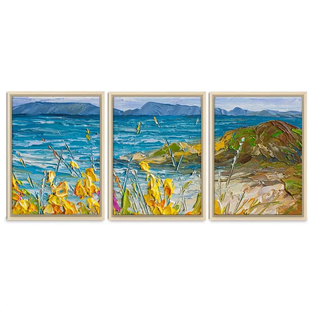 Flowers Beside The Sea Trio Canvas Print Flowers Beside The Sea Trio Canvas Print wall art product Olga Tkachyk