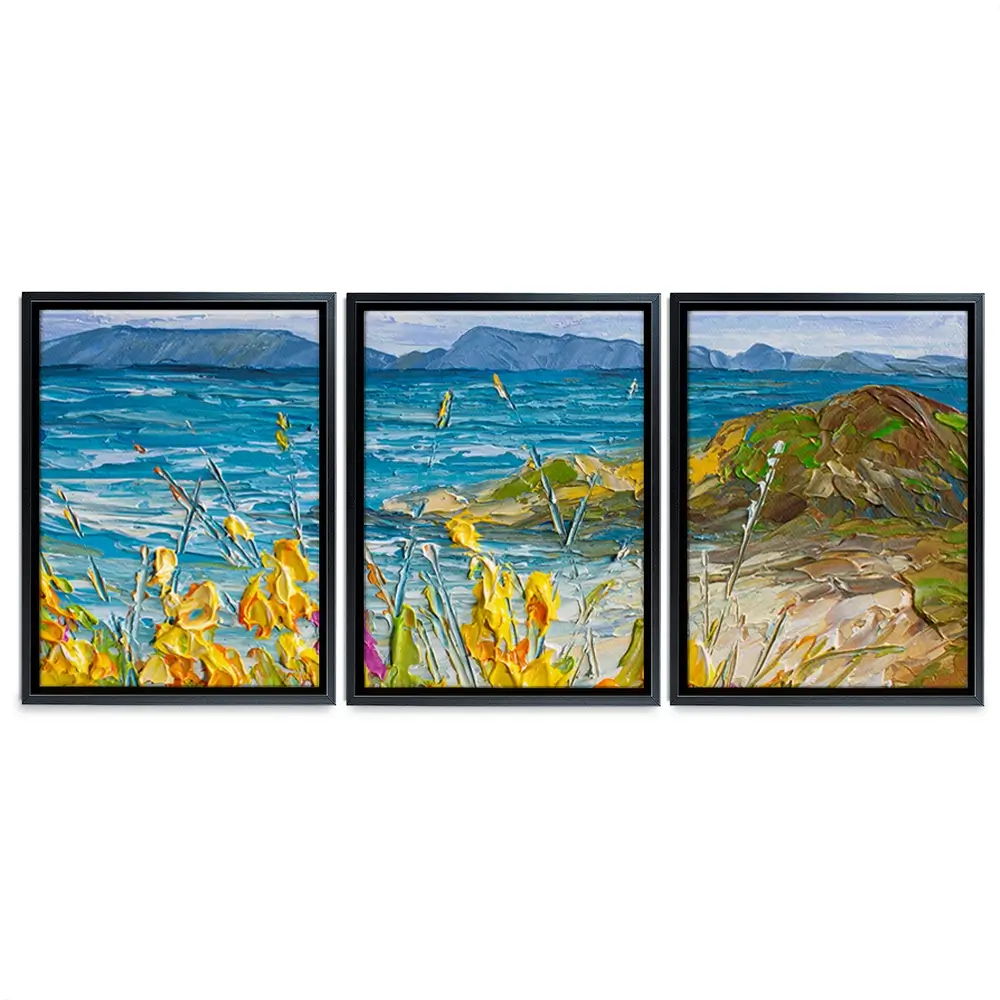 Flowers Beside The Sea Trio Canvas Print Flowers Beside The Sea Trio Canvas Print wall art product Olga Tkachyk