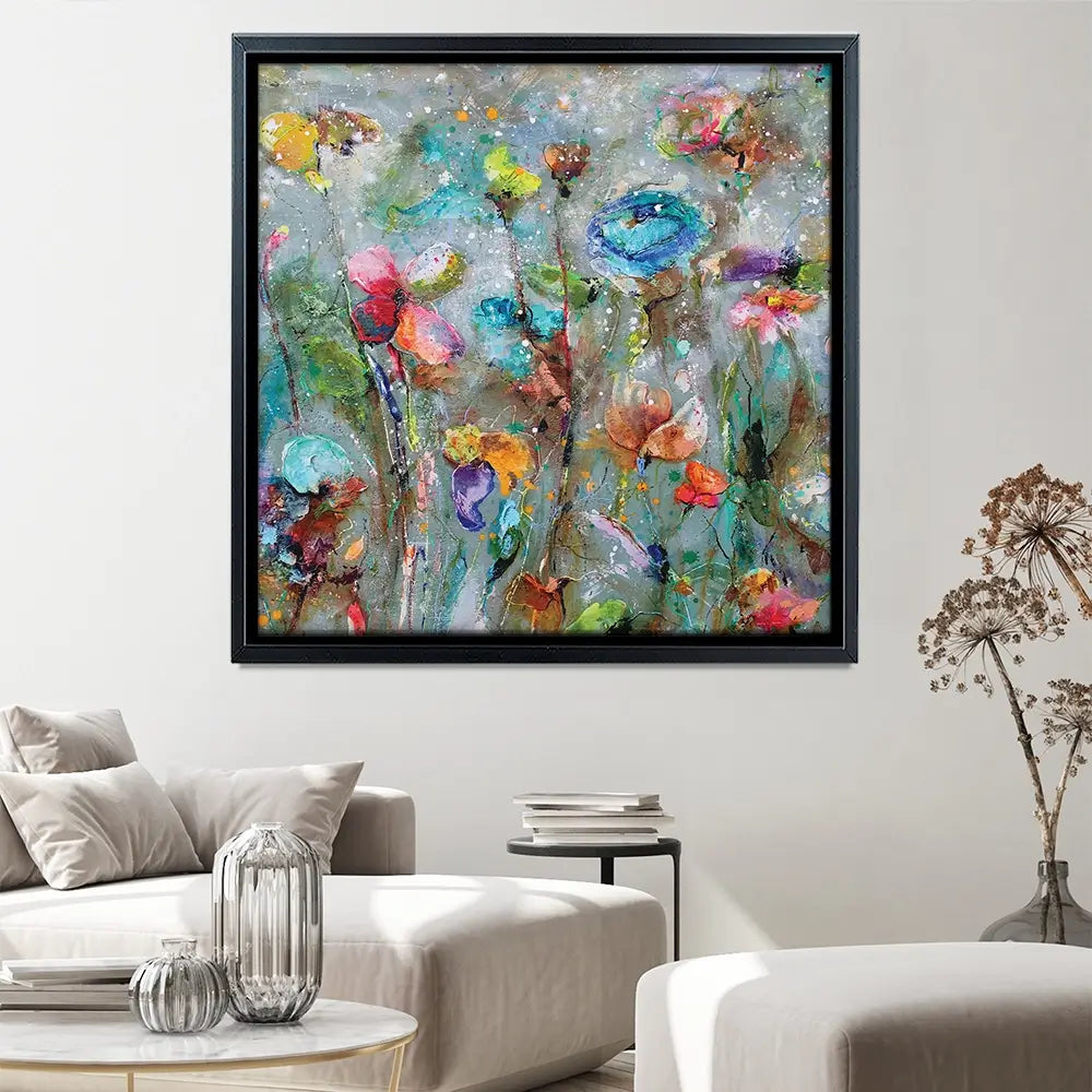 Flowers By Dawn Square Canvas Print Flowers By Dawn Square Canvas Print wall art product Studio Paint-Ing