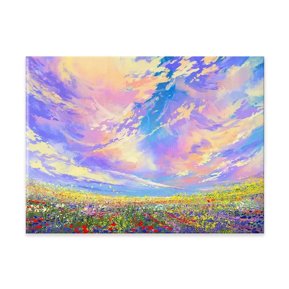 Flowers Under Clouds Canvas Print Flowers Under Clouds Canvas Print wall art product Tithi Luadthong / Shutterstock