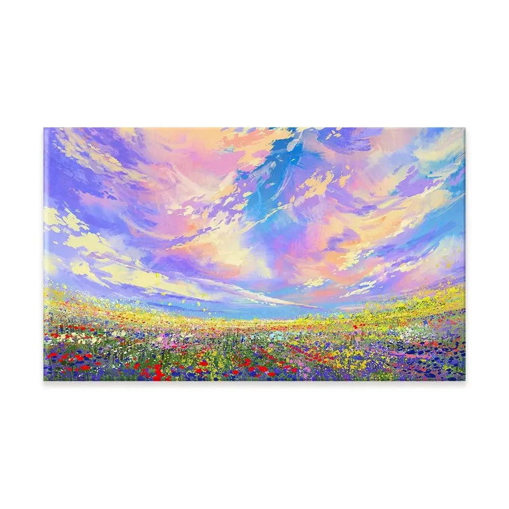Flowers Under Clouds Canvas Print Flowers Under Clouds Canvas Print wall art product Tithi Luadthong / Shutterstock