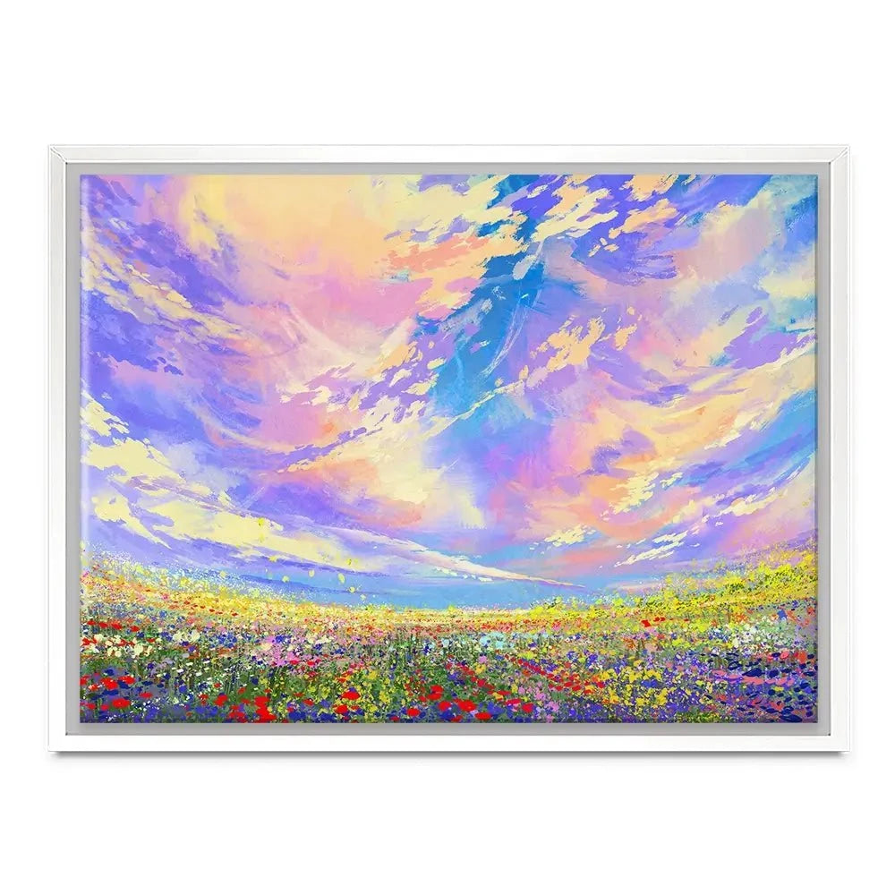 Flowers Under Clouds Canvas Print Flowers Under Clouds Canvas Print wall art product Tithi Luadthong / Shutterstock