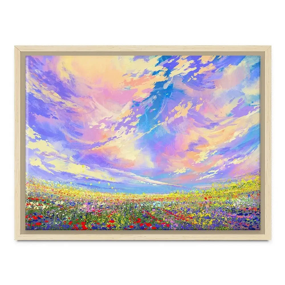 Flowers Under Clouds Canvas Print Flowers Under Clouds Canvas Print wall art product Tithi Luadthong / Shutterstock