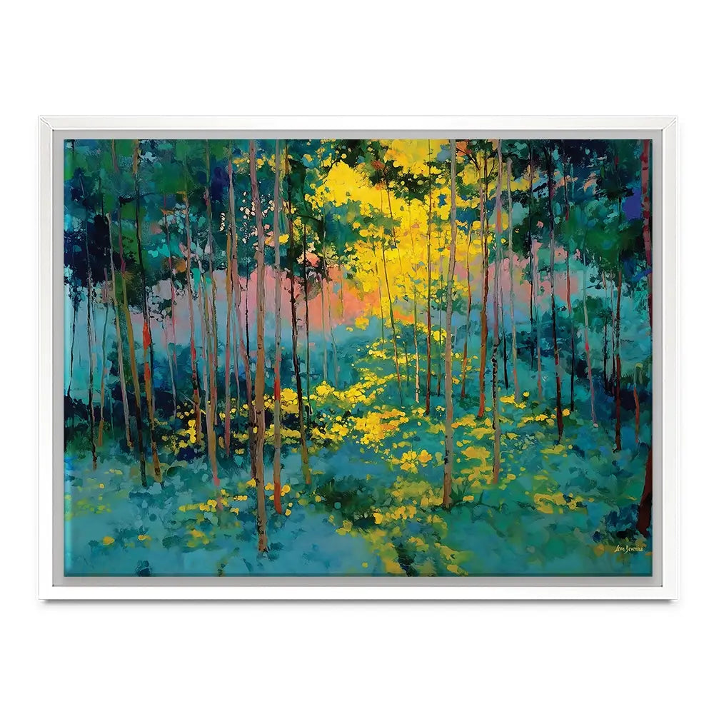 Forest Bathed In Celestial Glow Canvas Print Forest Bathed In Celestial Glow Canvas Print wall art product Leon Devenice