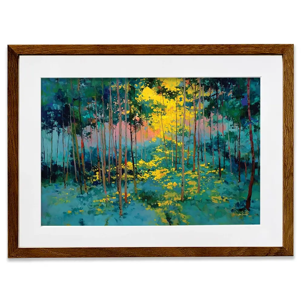 Forest Bathed In Celestial Glow Framed Art Print Forest Bathed In Celestial Glow Framed Art Print wall art product Leon Devenice