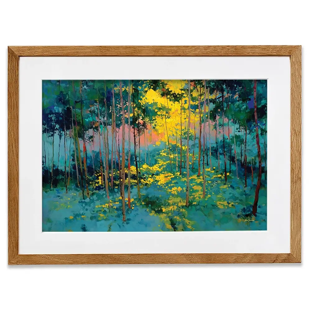 Forest Bathed In Celestial Glow Framed Art Print Forest Bathed In Celestial Glow Framed Art Print wall art product Leon Devenice
