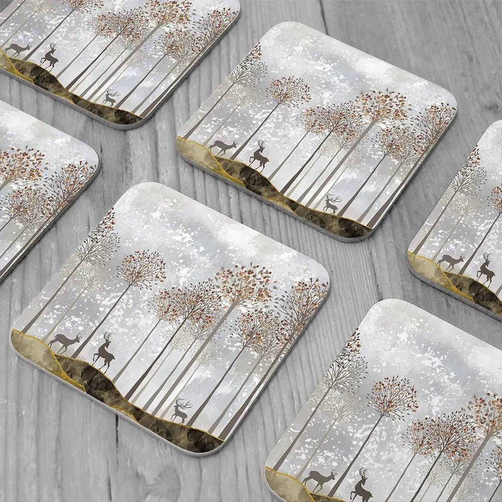 Forest Deer Coaster Set Forest Deer Coaster Set wall art product 3d artwork wallpaper / Shutterstock
