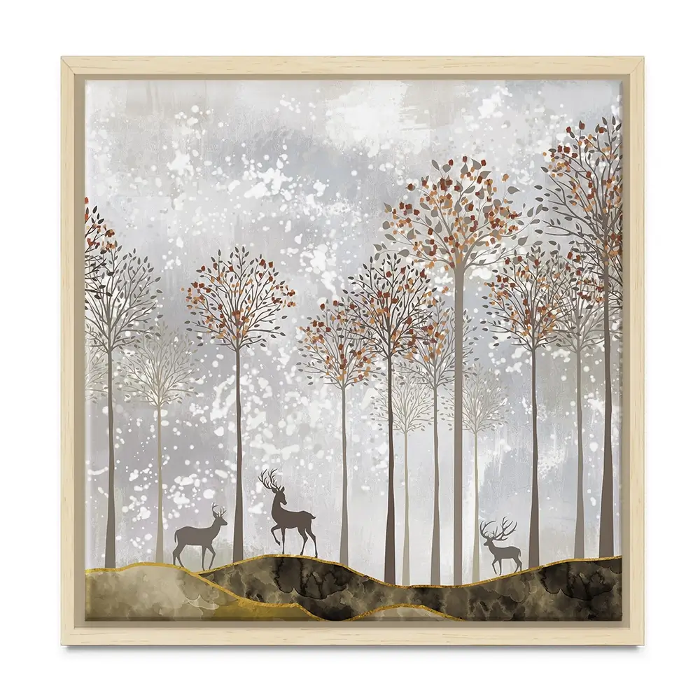 Forest Deer Square Canvas Print Forest Deer Square Canvas Print wall art product 3d artwork wallpaper / Shutterstock