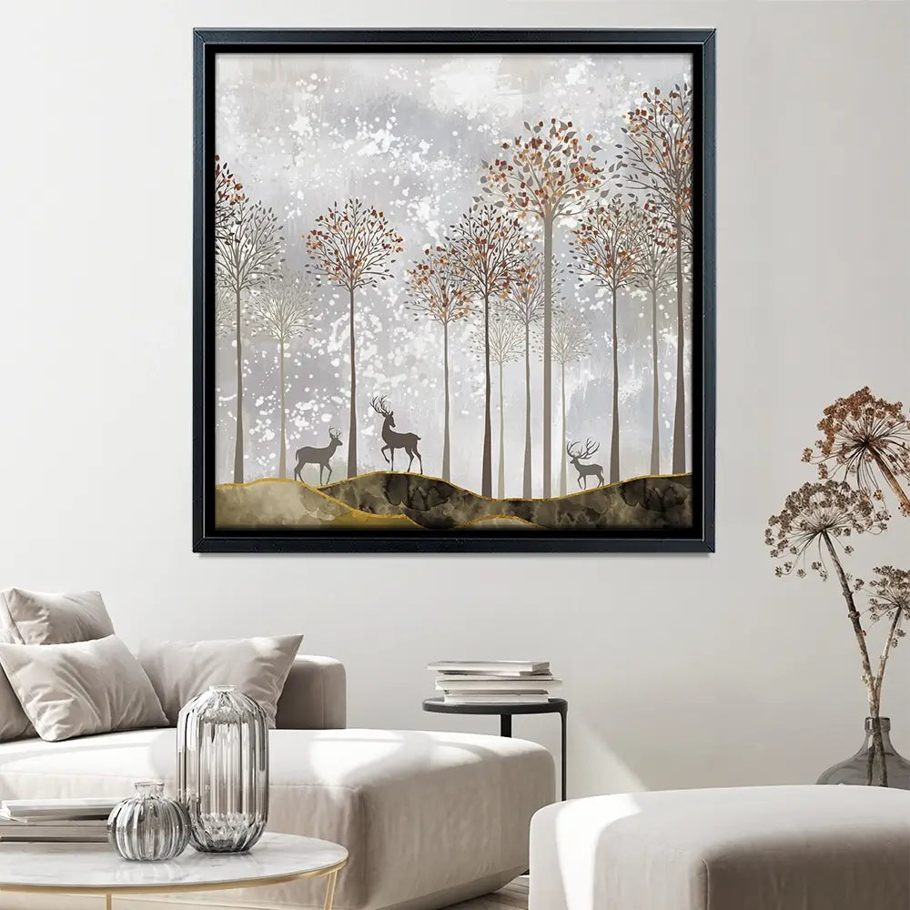 Forest Deer Square Canvas Print Forest Deer Square Canvas Print wall art product 3d artwork wallpaper / Shutterstock