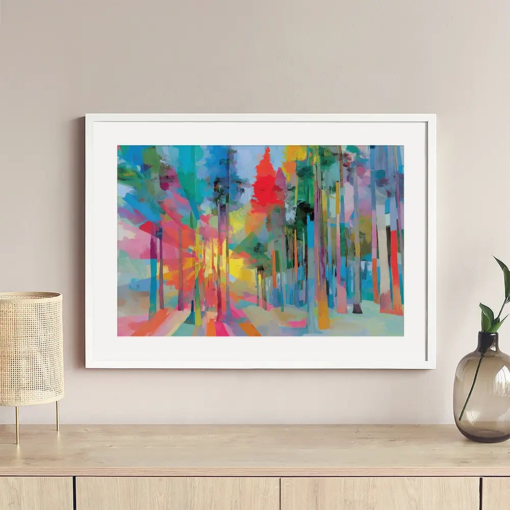Forest Light In Colour Framed Art Print Forest Light In Colour Framed Art Print wall art product Chromatic Storm Studio