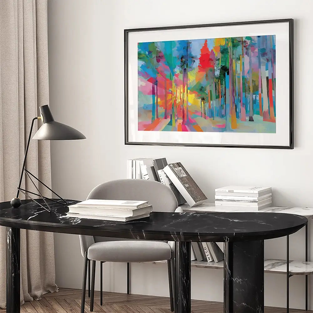 Forest Light In Colour Framed Art Print Forest Light In Colour Framed Art Print wall art product Chromatic Storm Studio