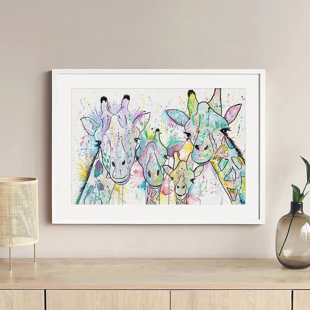 Four Giraffes Framed Art Print Four Giraffes Framed Art Print wall art product Jamie Taylor