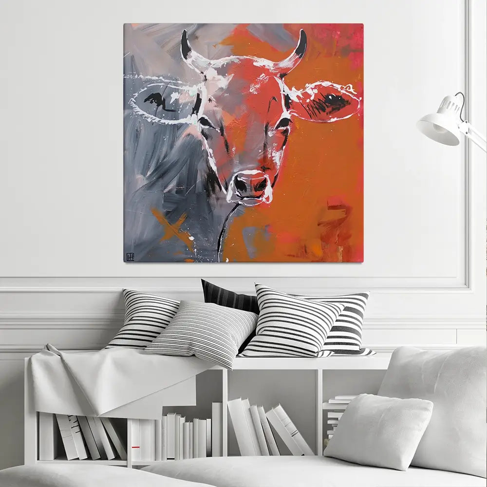 Free Cow Square Canvas Print Free Cow Square Canvas Print wall art product Studio Paint-Ing