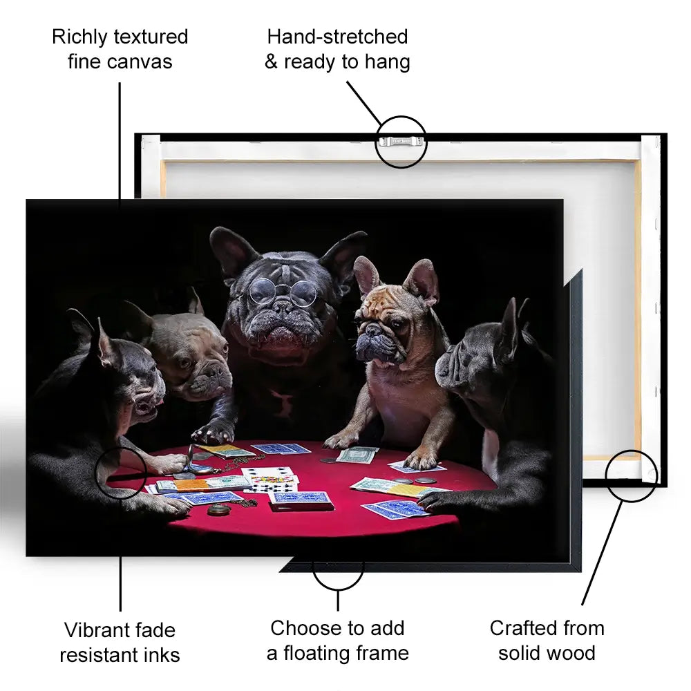 Frenchies Playing Poker Canvas Print Frenchies Playing Poker Canvas Print wall art product Alexander Sviridov / Shutterstock