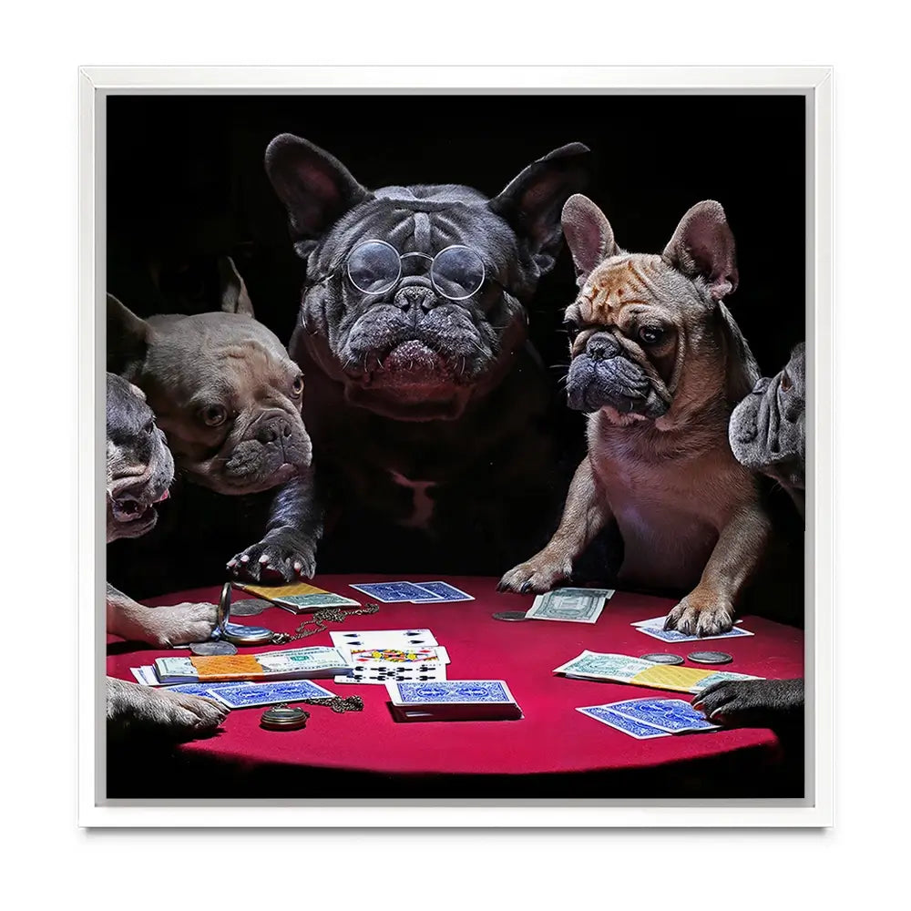 Frenchies Playing Poker Oversized Canvas Print Frenchies Playing Poker Oversized Canvas Print wall art product Art Print Shop