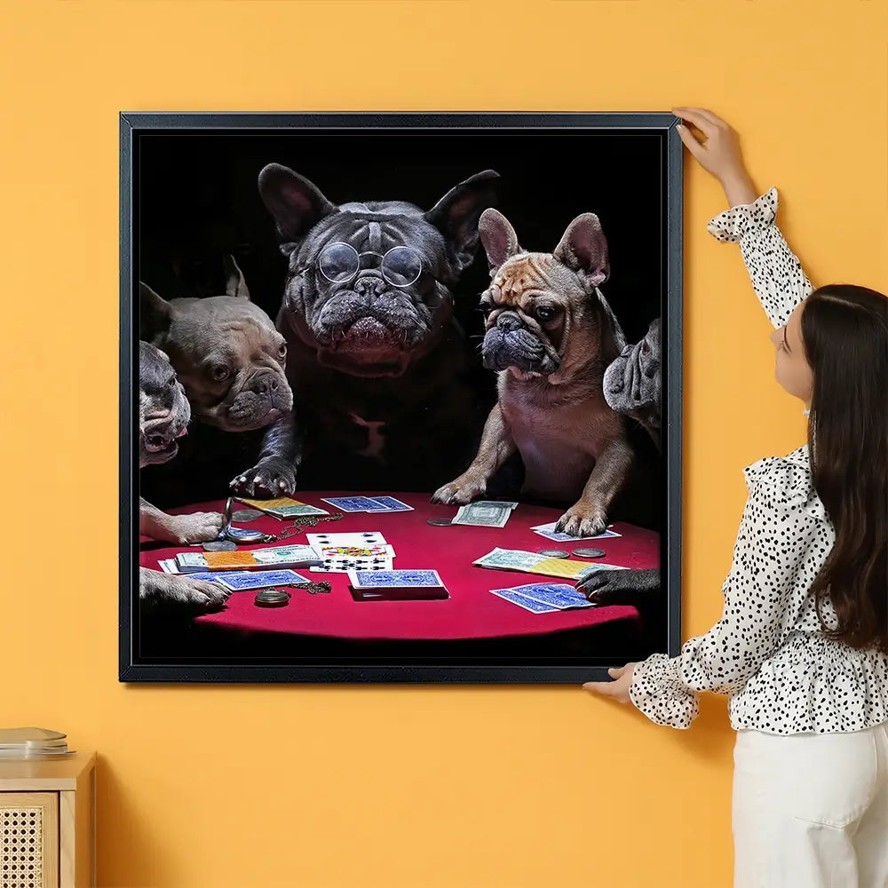 Frenchies Playing Poker Oversized Canvas Print Frenchies Playing Poker Oversized Canvas Print wall art product Art Print Shop