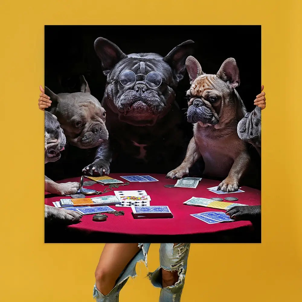 Frenchies Playing Poker Oversized Canvas Print Frenchies Playing Poker Oversized Canvas Print wall art product Art Print Shop