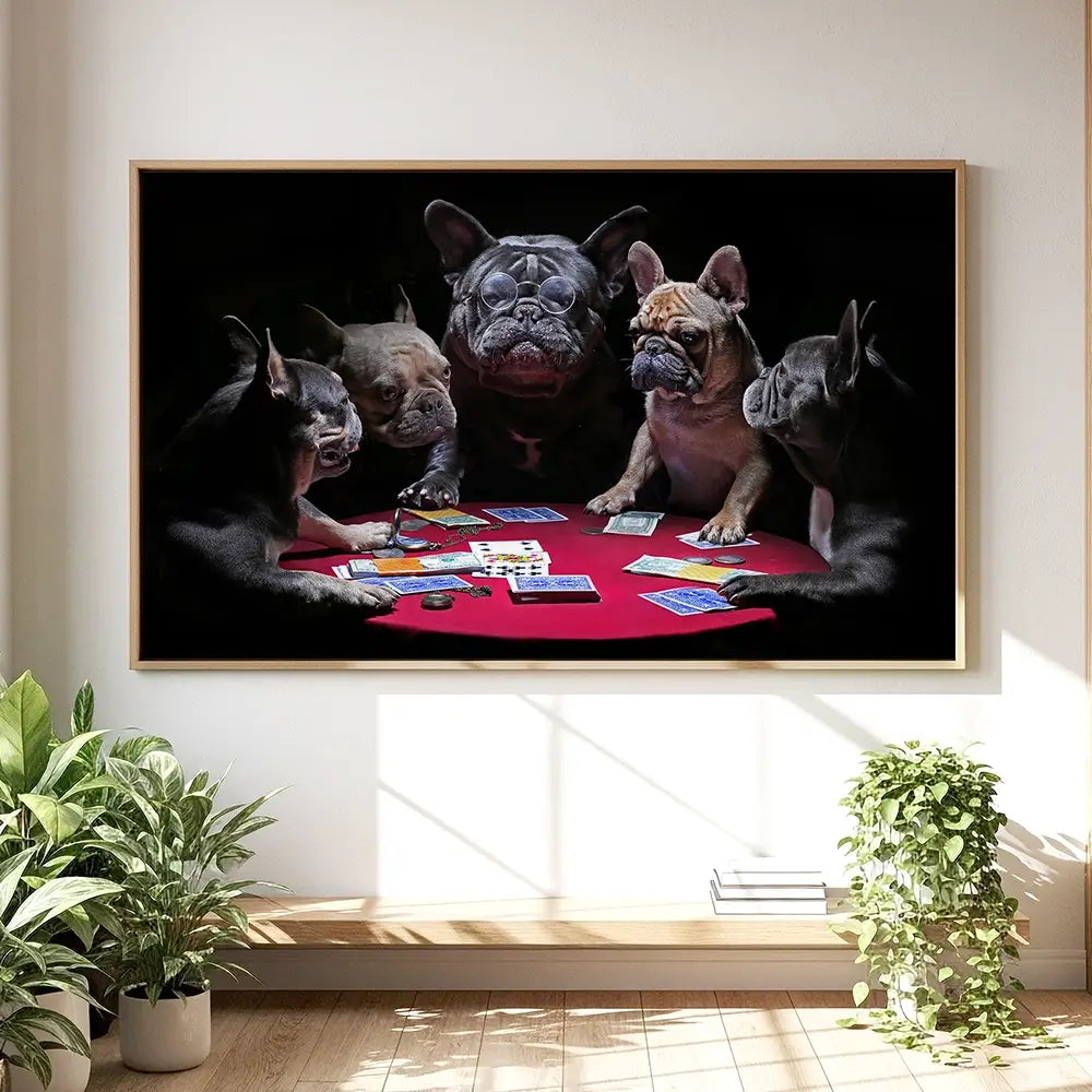 Frenchies Playing Poker Oversized Canvas Print Frenchies Playing Poker Oversized Canvas Print wall art product Art Print Shop