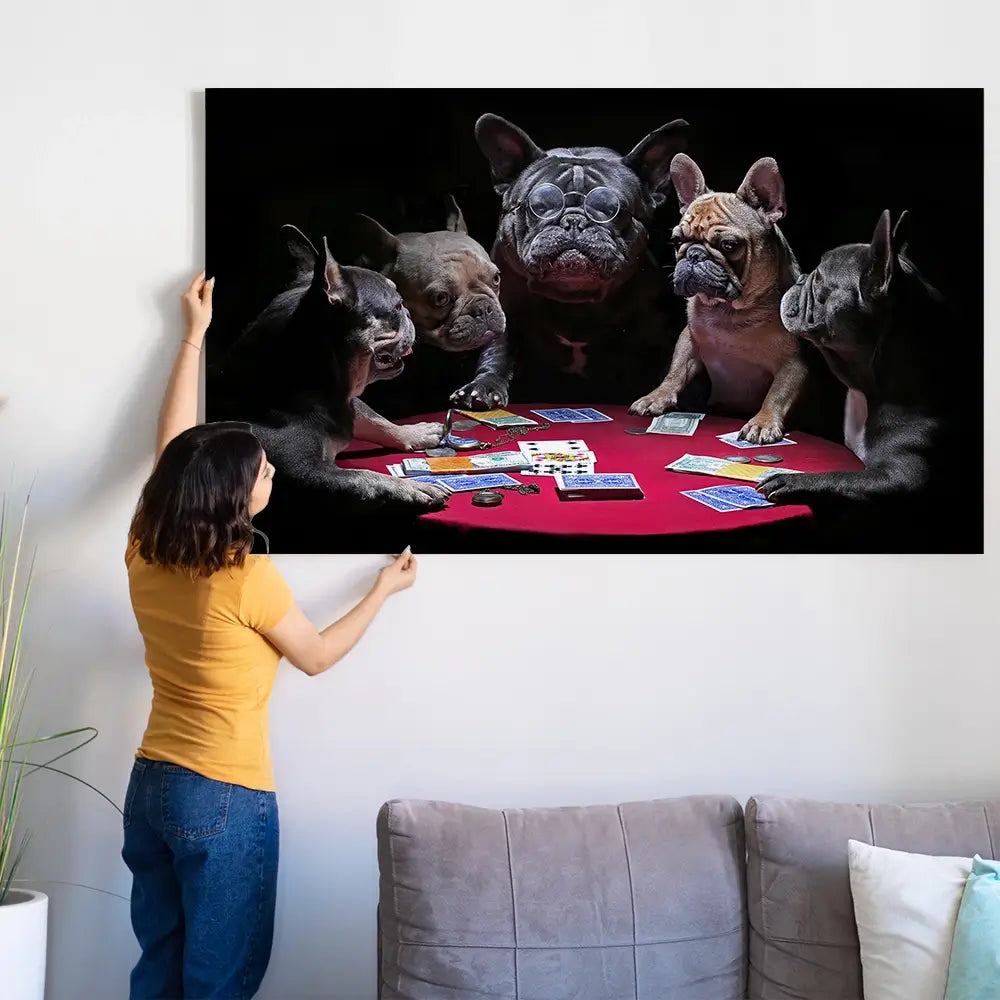 Frenchies Playing Poker Oversized Canvas Print Frenchies Playing Poker Oversized Canvas Print wall art product Art Print Shop