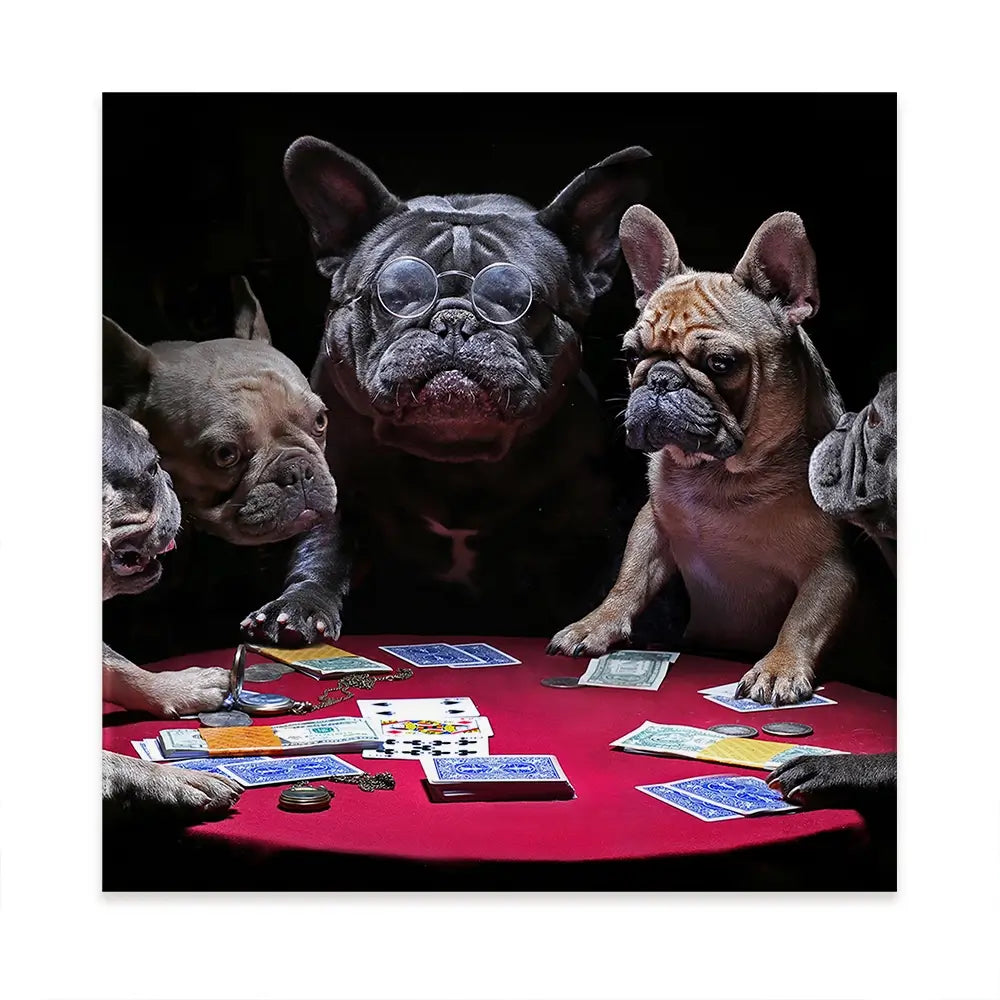 Frenchies Playing Poker Oversized Canvas Print Frenchies Playing Poker Oversized Canvas Print wall art product Art Print Shop