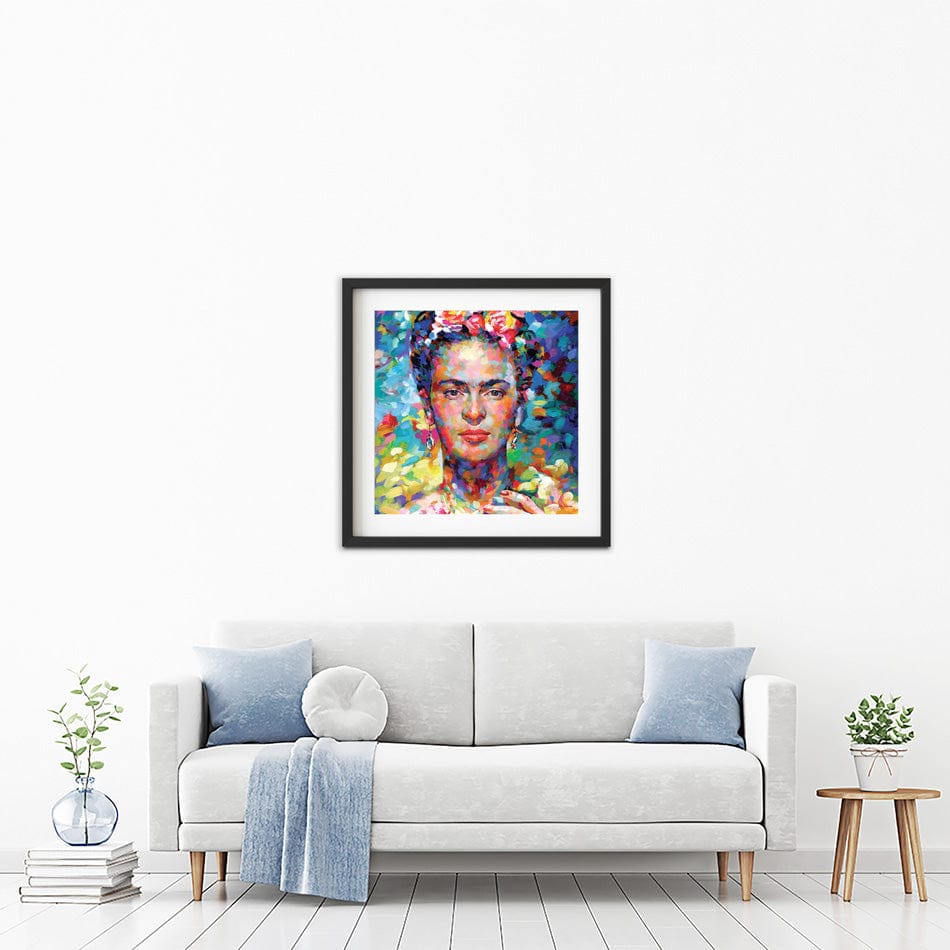 Frida Square Framed Art Print wall art product Leon Devenice