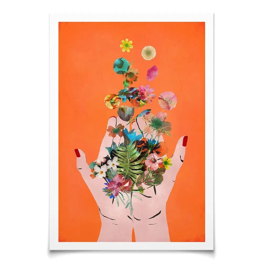Fridas Hands Orange Art Print Fridas Hands Orange Art Print wall art product Treechild