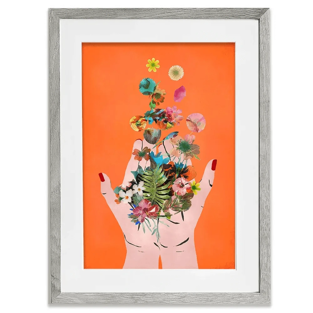 Fridas Hands Orange Framed Art Print Fridas Hands Orange Framed Art Print wall art product Treechild