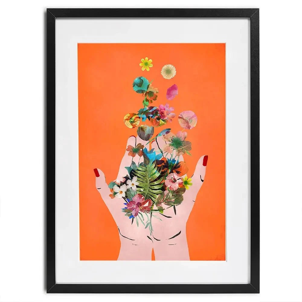 Fridas Hands Orange Framed Art Print Fridas Hands Orange Framed Art Print wall art product Treechild