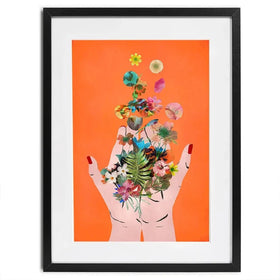 Fridas Hands Orange Framed Art Print Fridas Hands Orange Framed Art Print wall art product Treechild