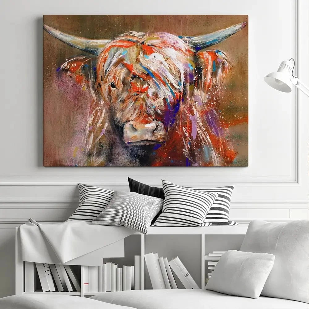 Friendly Highland Cow Canvas Print Friendly Highland Cow Canvas Print wall art product Studio Paint-Ing