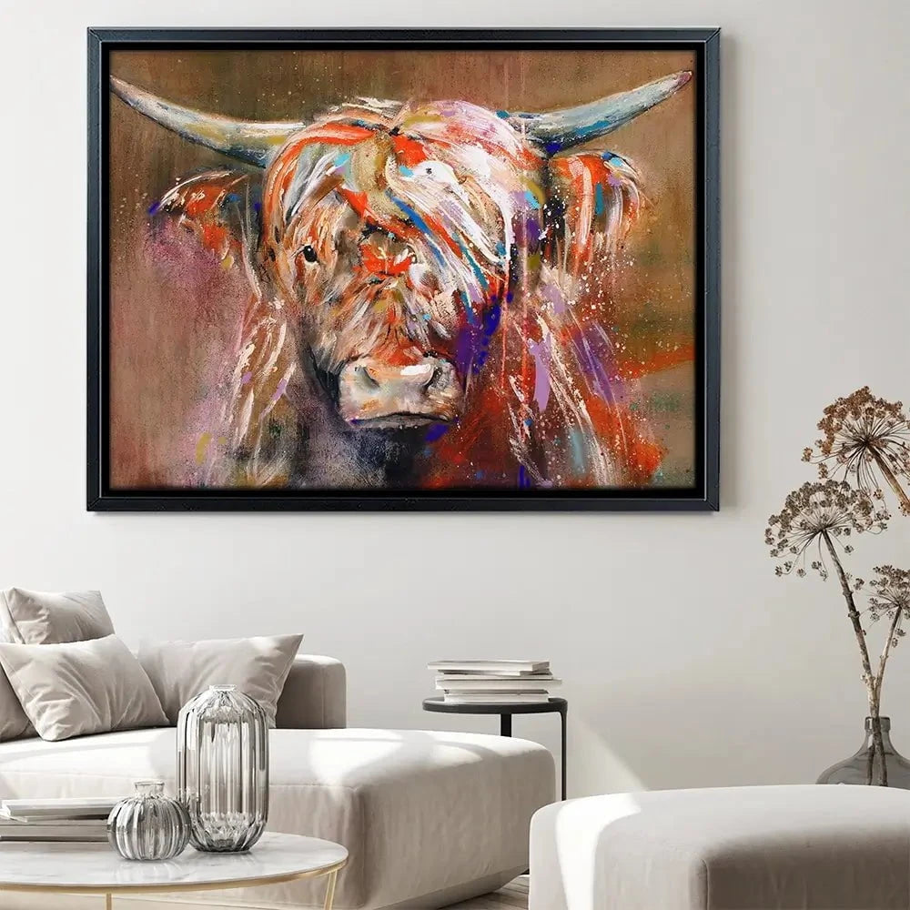 Friendly Highland Cow Canvas Print Friendly Highland Cow Canvas Print wall art product Studio Paint-Ing