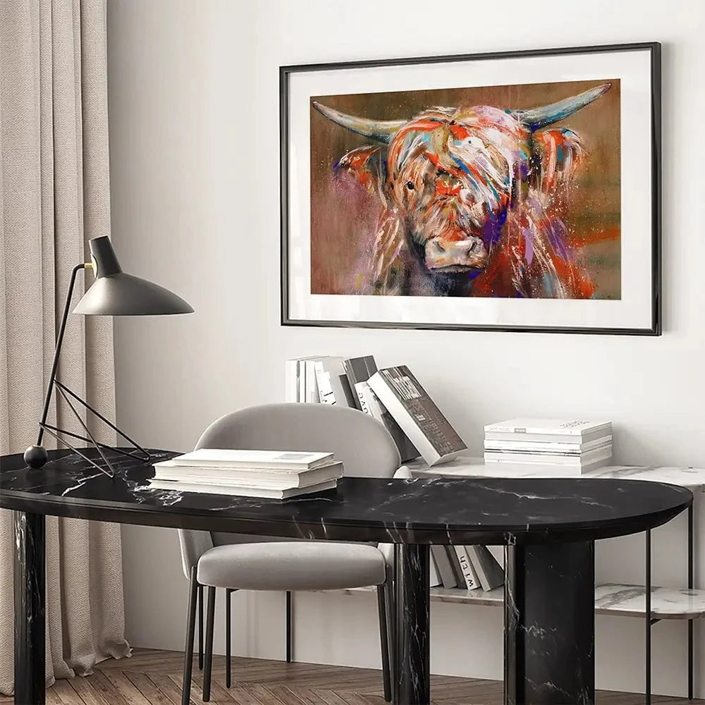 Friendly Highland Cow Framed Art Print Friendly Highland Cow Framed Art Print wall art product Studio Paint-Ing