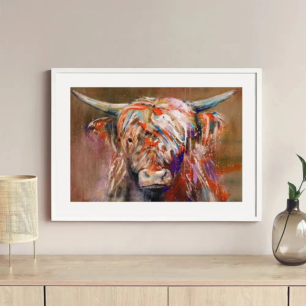 Friendly Highland Cow Framed Art Print Friendly Highland Cow Framed Art Print wall art product Studio Paint-Ing
