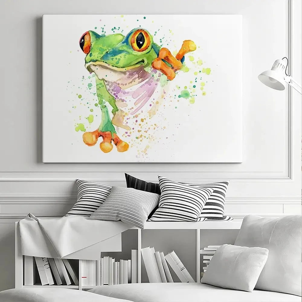 Frog Paint Splash Canvas Print Frog Paint Splash Canvas Print wall art product Faenkova Elena / Shutterstock