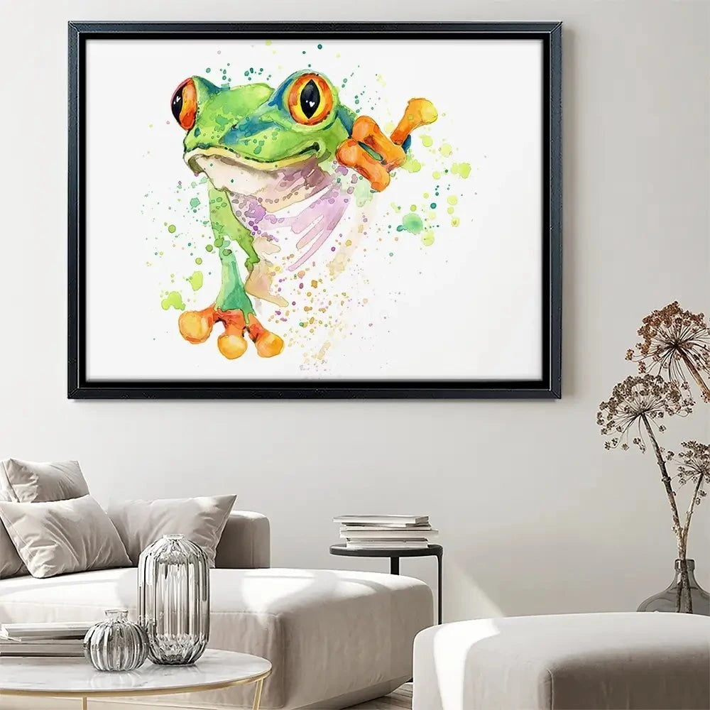 Frog Paint Splash Canvas Print Frog Paint Splash Canvas Print wall art product Faenkova Elena / Shutterstock
