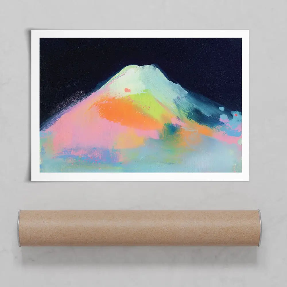 Fuji In Neon Art Print Fuji In Neon Art Print wall art product Chromatic Storm Studio